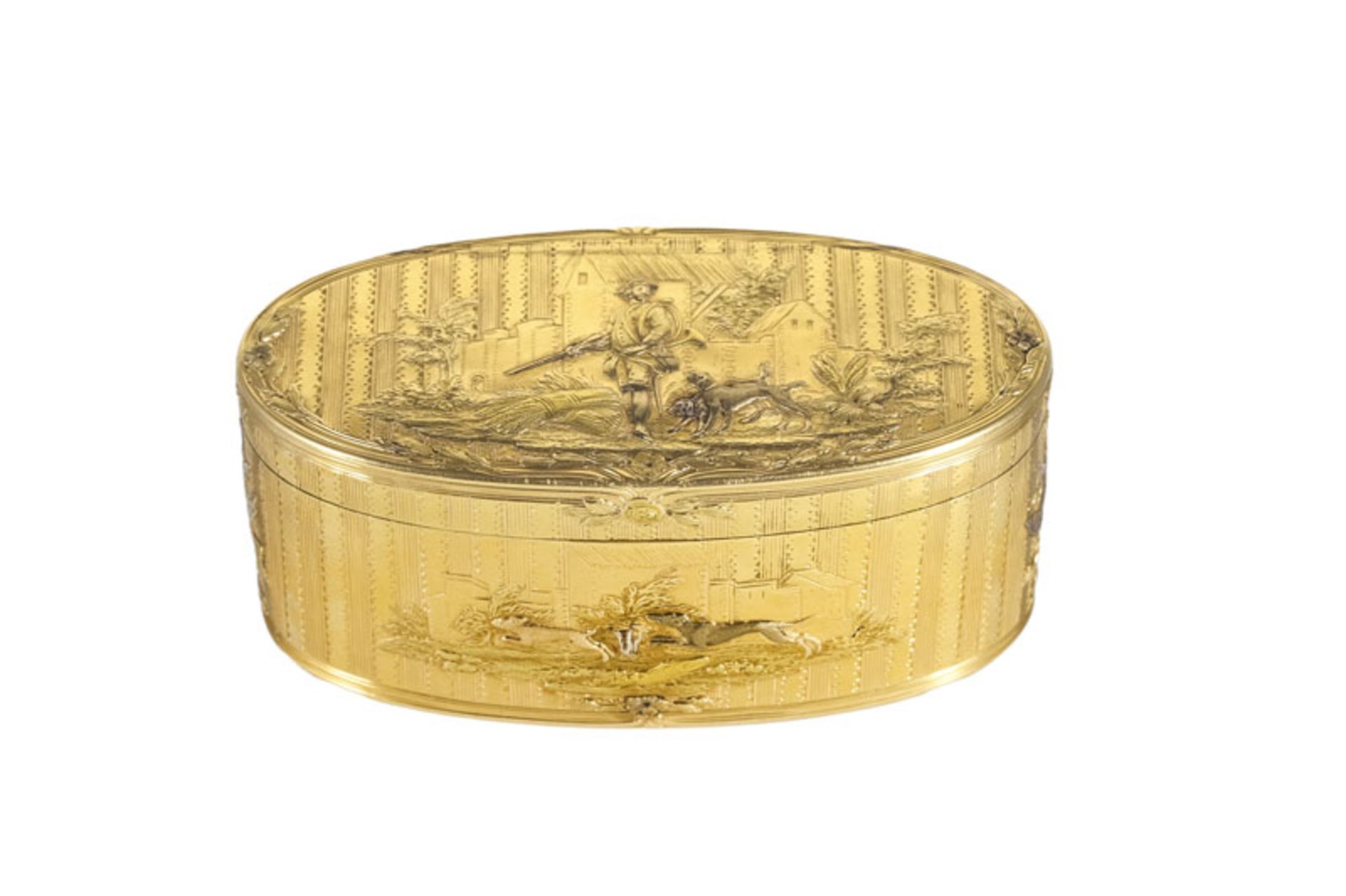 Boîte ovale en or, scènes de chasse, Jean George - Paris, 1750-1760, Baronin Mathilde von Rothschild