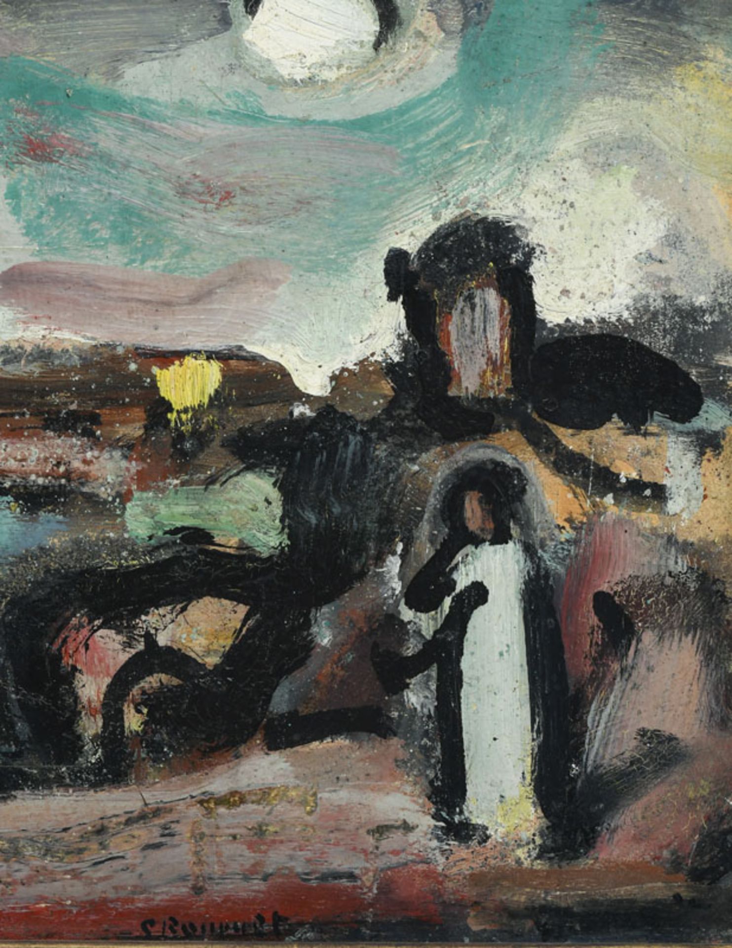 Georges Rouault (1871-1958), Paysage (clair de Lune) , c.1937, huile sur papier marouflée sur toile - Image 3 of 5