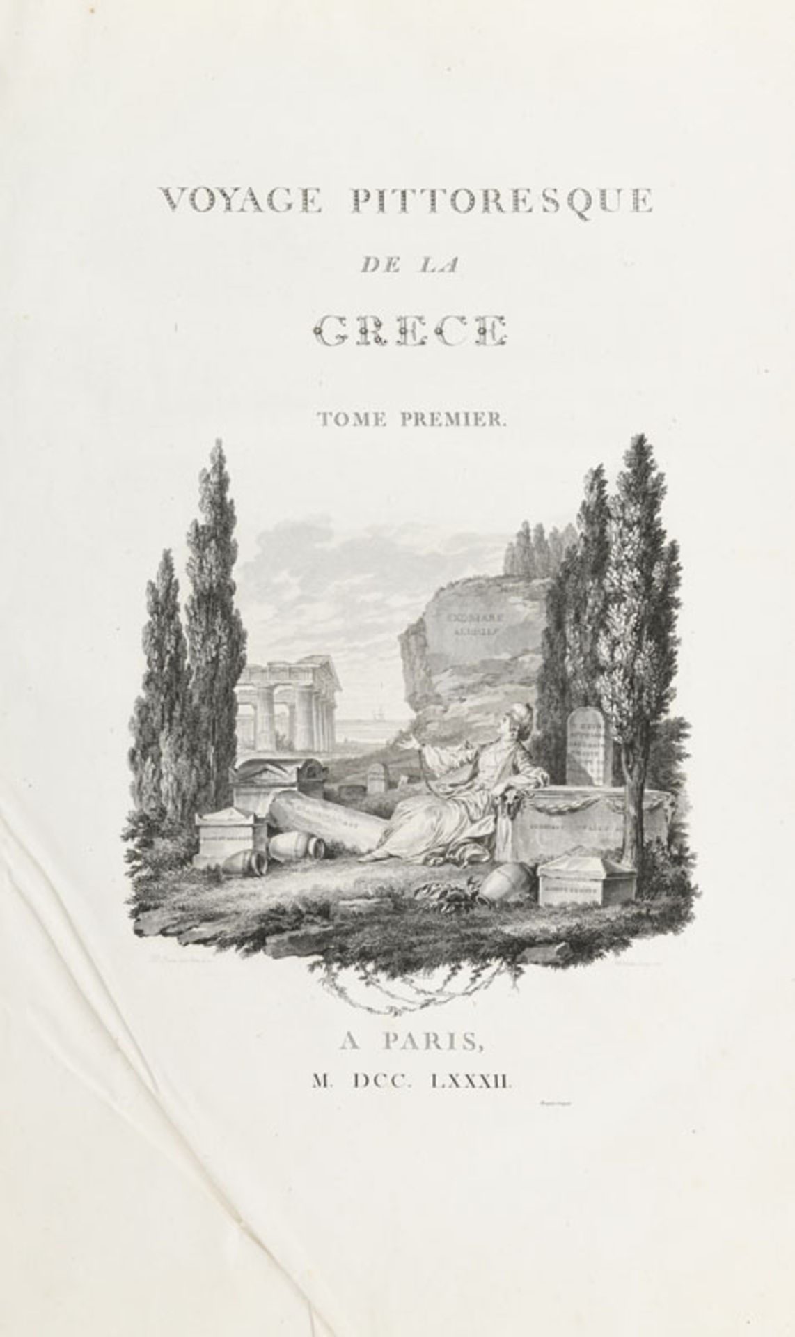 VOYAGE CHOISEUL-GOUFFIER. Voyage pittoresque de la Grèce. Paris, J. J. Blaise, 1782. 2 vol. in-folio - Image 2 of 7