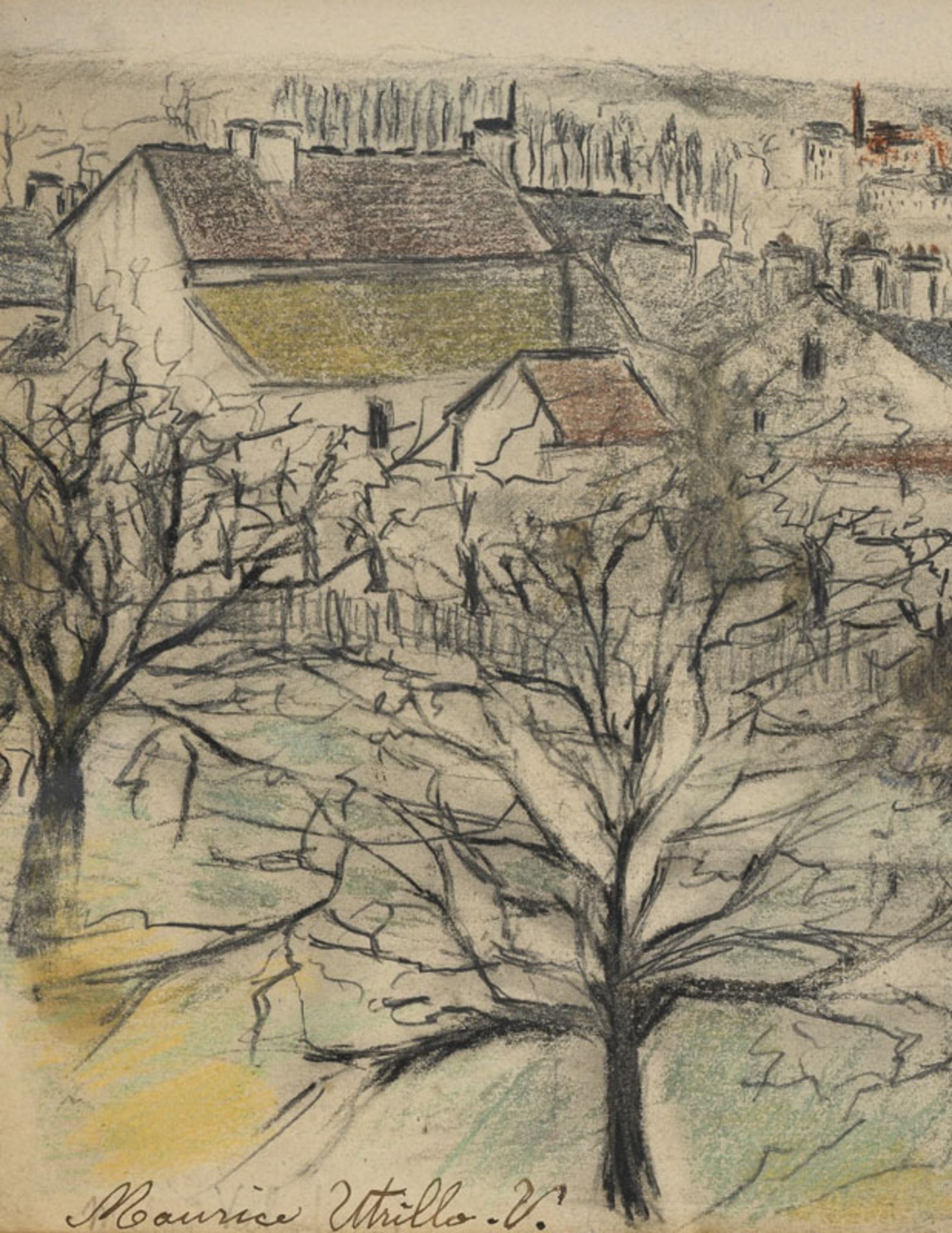 Maurice Utrillo (1883-1955), Paysage de Montmagny , c.1907, fusain, pastel et mine de plomb sur pap - Image 3 of 5