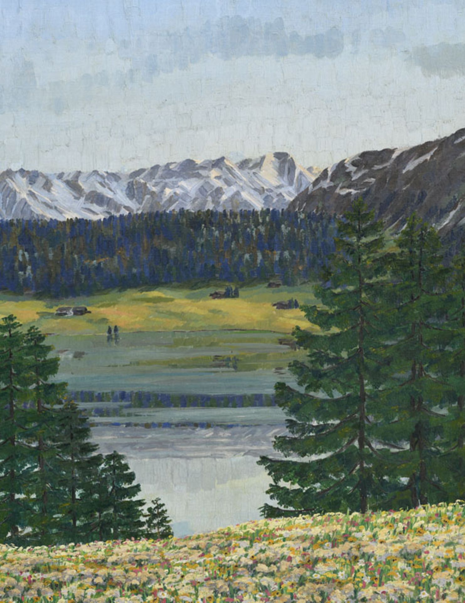 Philipp Bauknecht (1884-1933), Le lac de Davos avec vue sur Höhwald, 1910-1914, huile sur toile, sig - Bild 4 aus 7