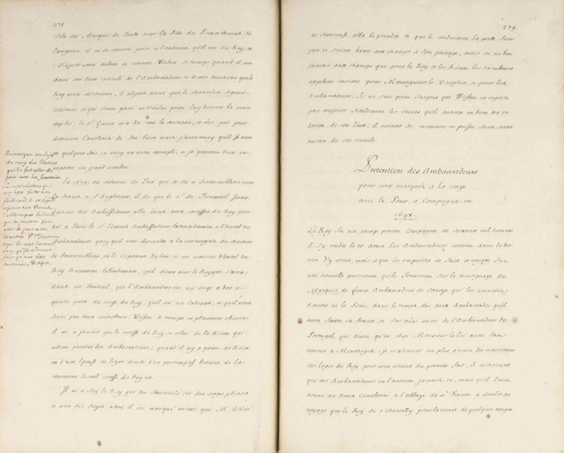 MANUSCRIT Mémoires de M. de Sainctoz... 2 vol. in-folio manuscrits plein maroquin rouge aux armes de - Image 4 of 5