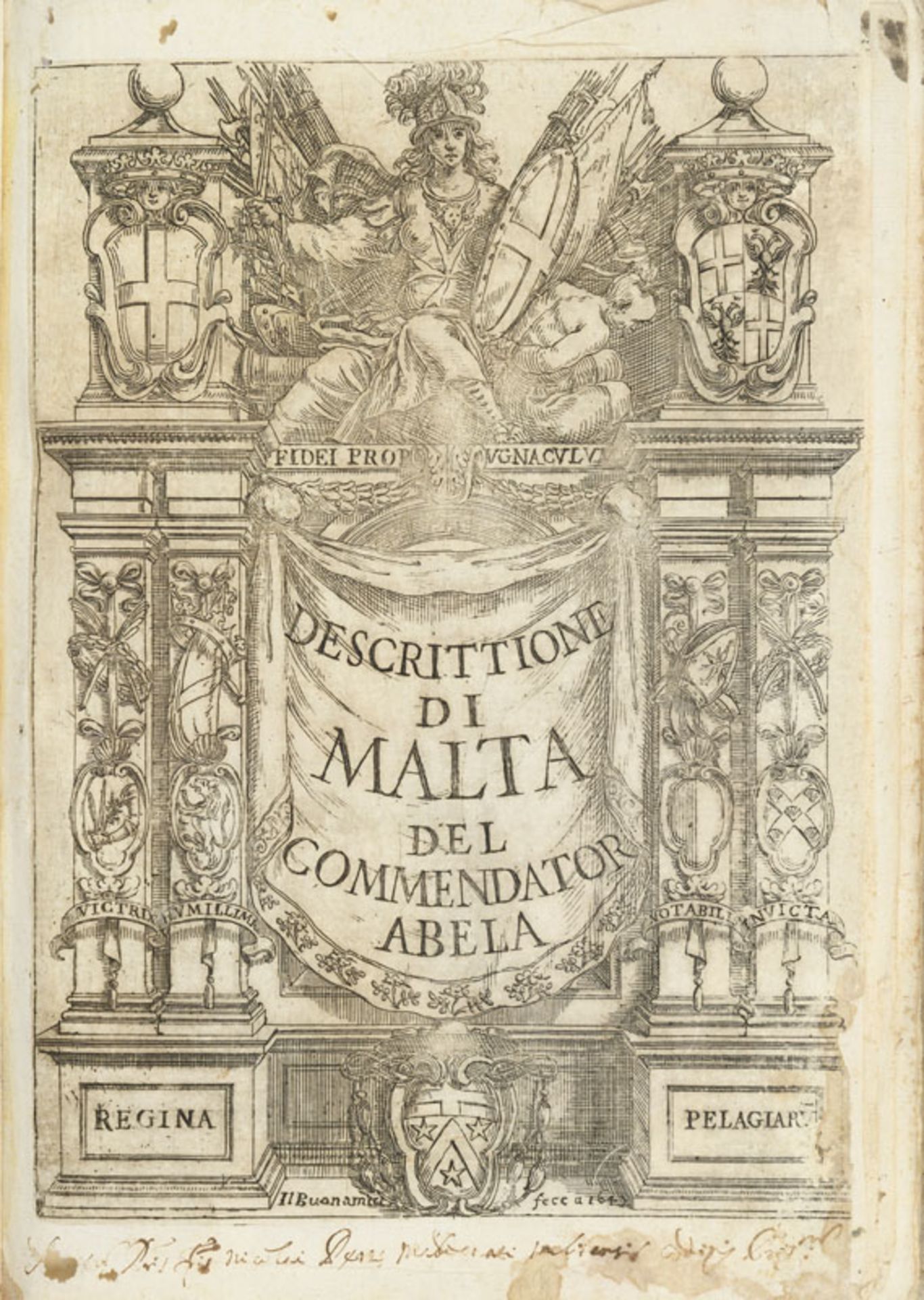 ABELA. Della descrittione di Malta isola nel mare siciliano.... Malta, per Paolo Bonacota, 1647
