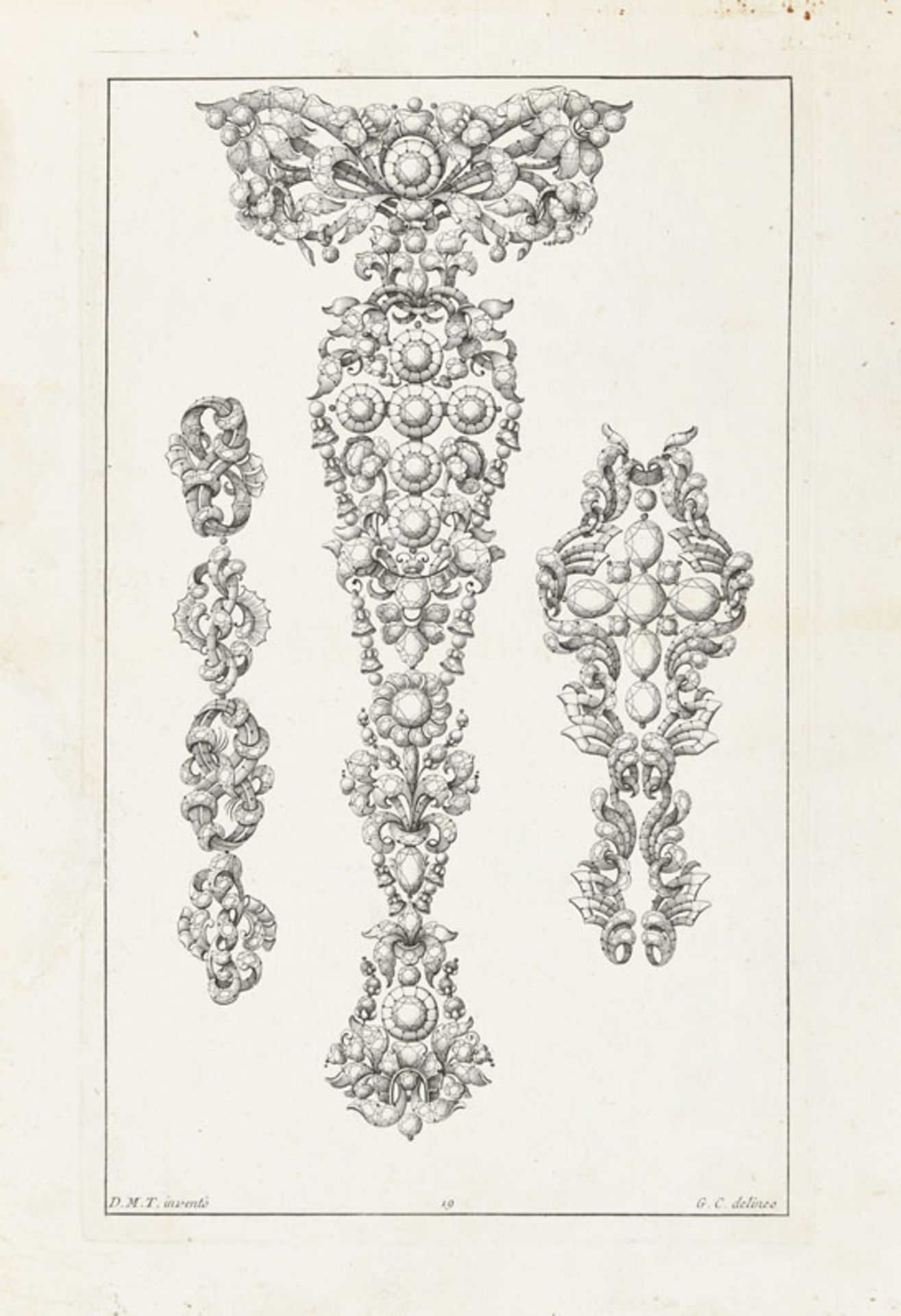 JOAILLERIE. Ensemble de 2 ouv. entièrement gravés de motifs de joaillerie du XVIIIe s. 2 vol. in-fol