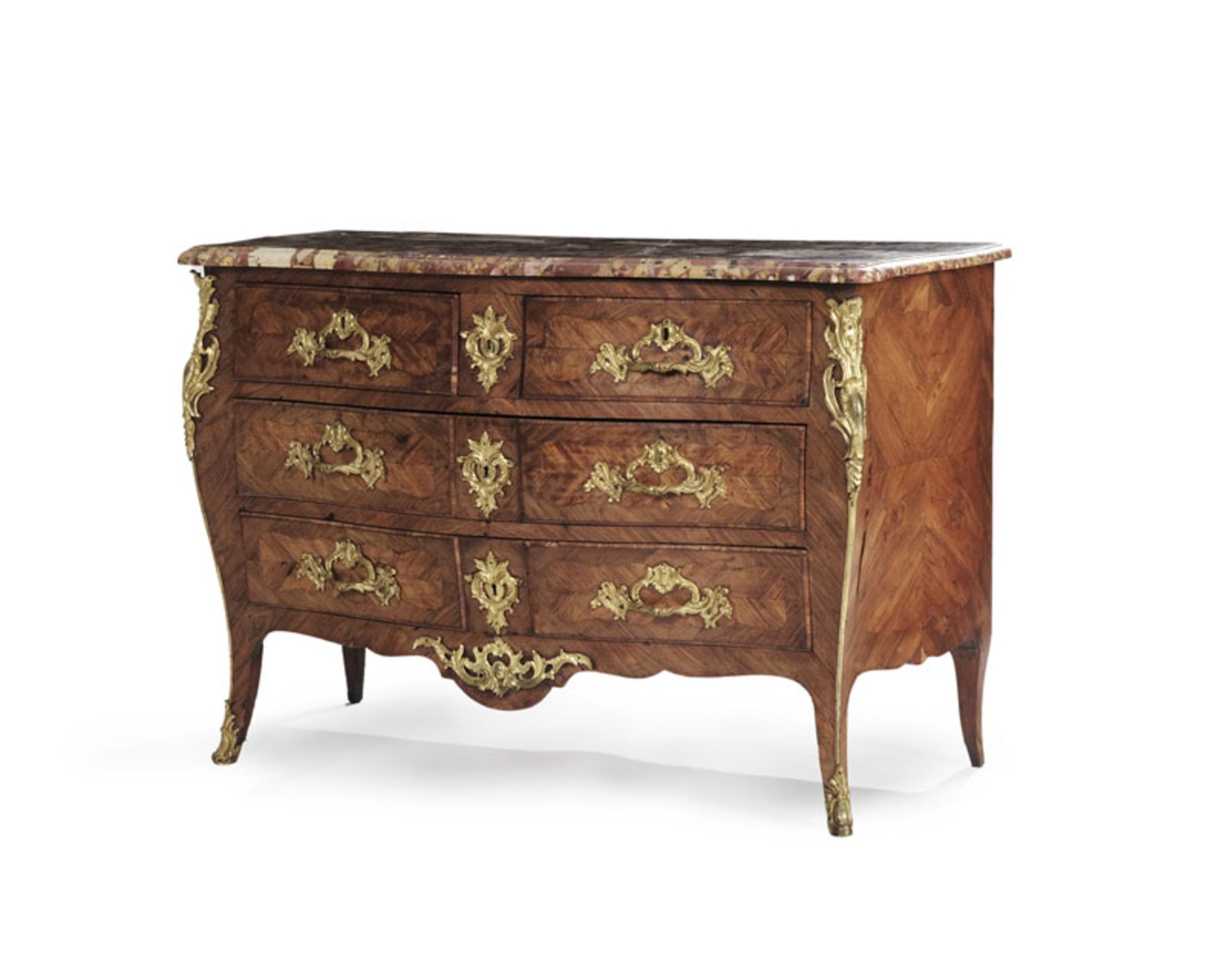 Commode d'époque Louis XV estampillée L.Peridiez, en placage de bois de rose, 87x131x61 cm