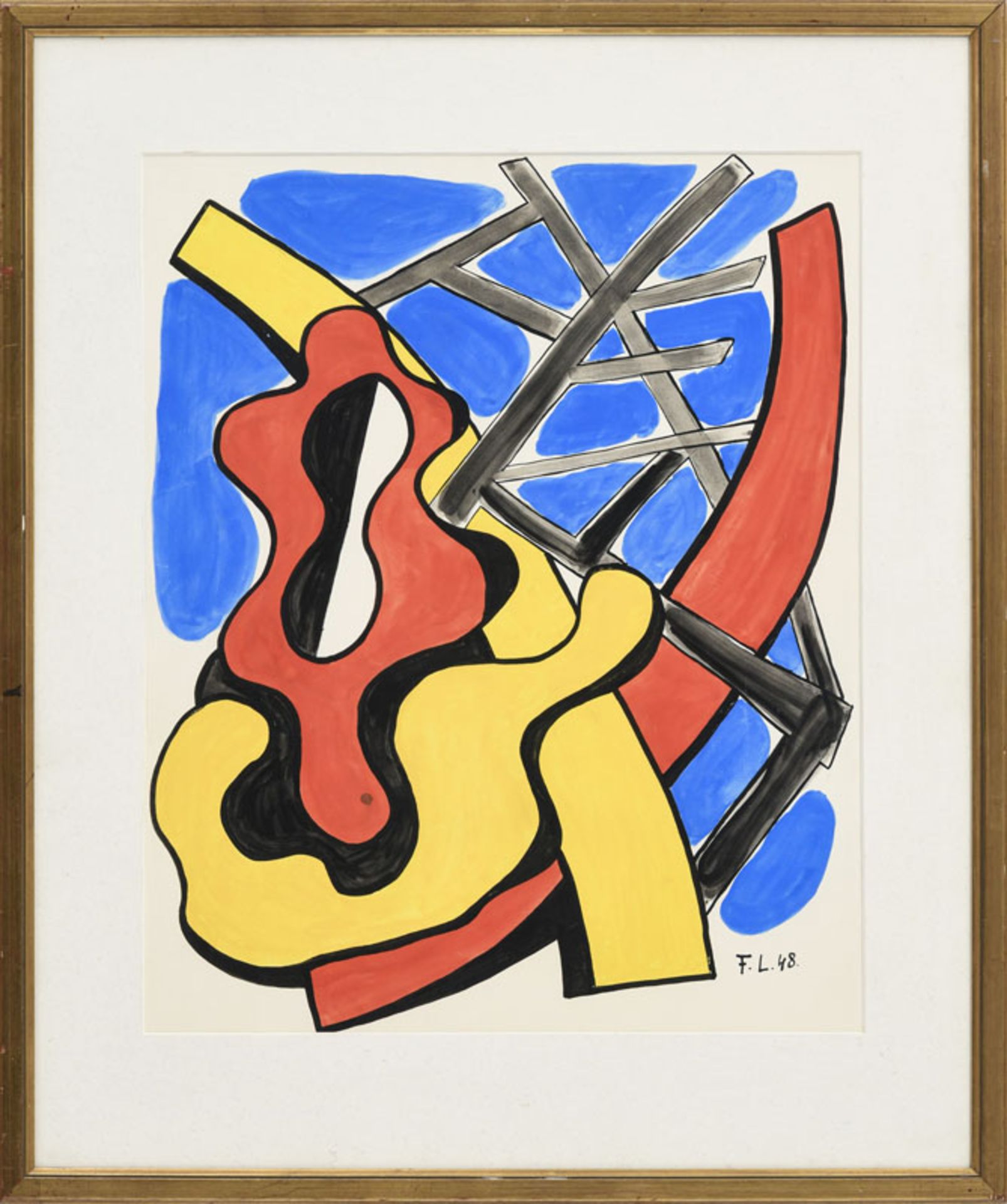 Fernand Léger (1881-1955), Composition mécanique , 1948, gouache sur papier, monogrammée, 62x50 cm - Image 2 of 5