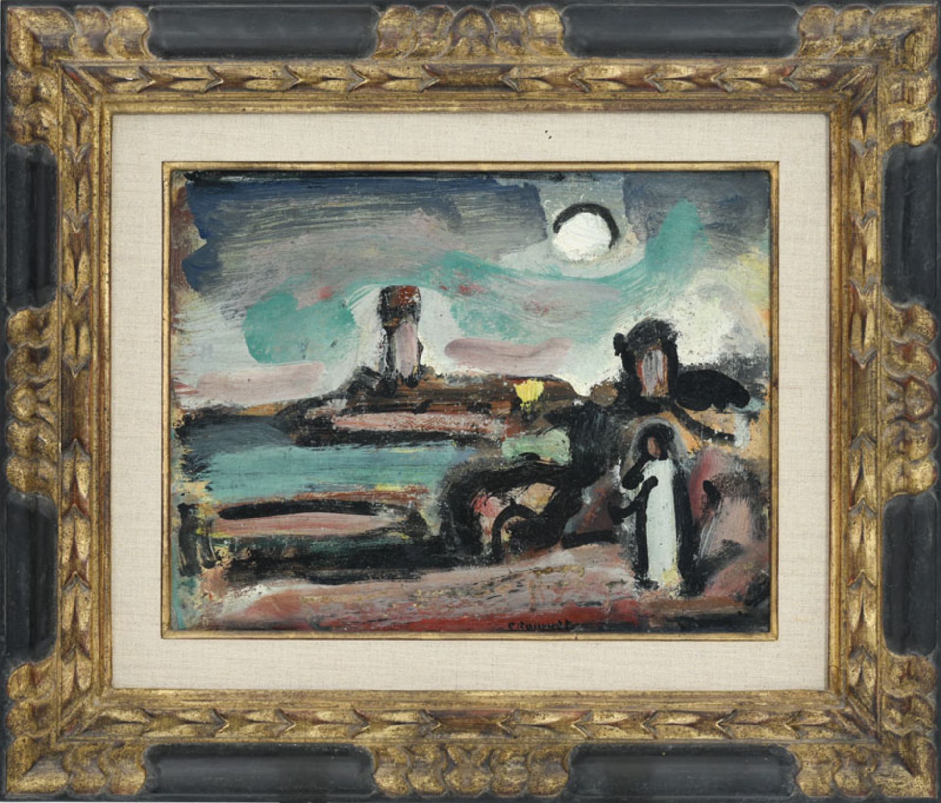 Georges Rouault (1871-1958), Paysage (clair de Lune) , c.1937, huile sur papier marouflée sur toile - Image 2 of 5