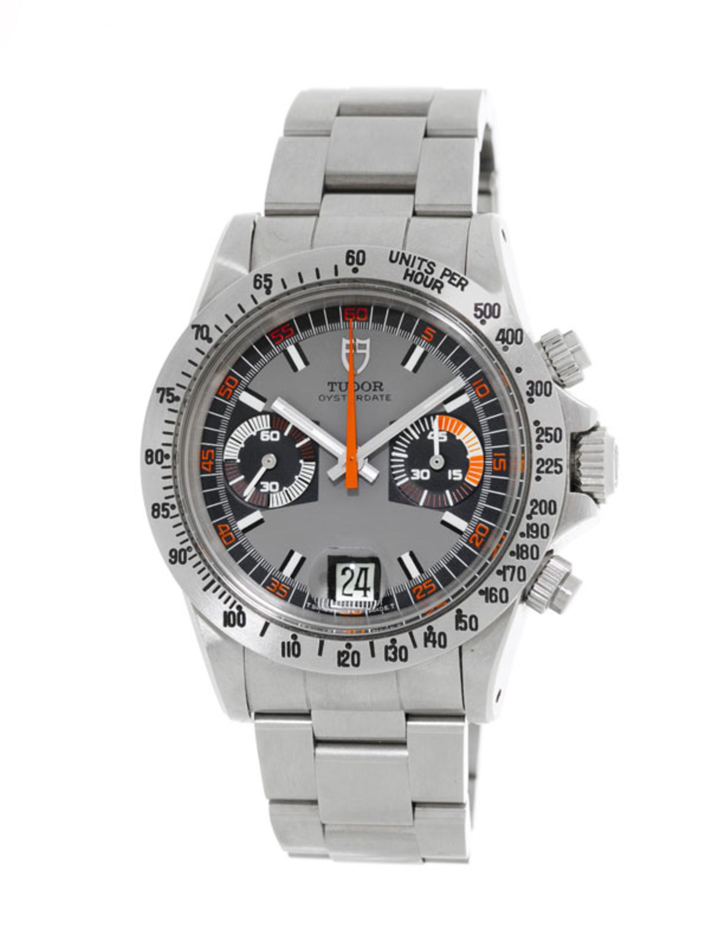 Tudor, Monte Carlo, réf. 7159/0, montre-bracelet chronographe en acier, années 1970, écrinTu