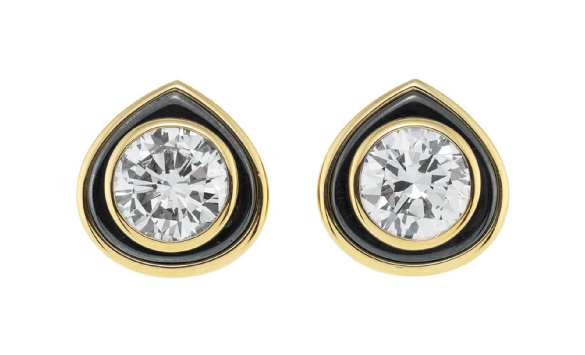 Marina B, années 1980-90, paire de clips d'oreilles or et or noirci 750 sertis de diamants taille br - Image 3 of 10