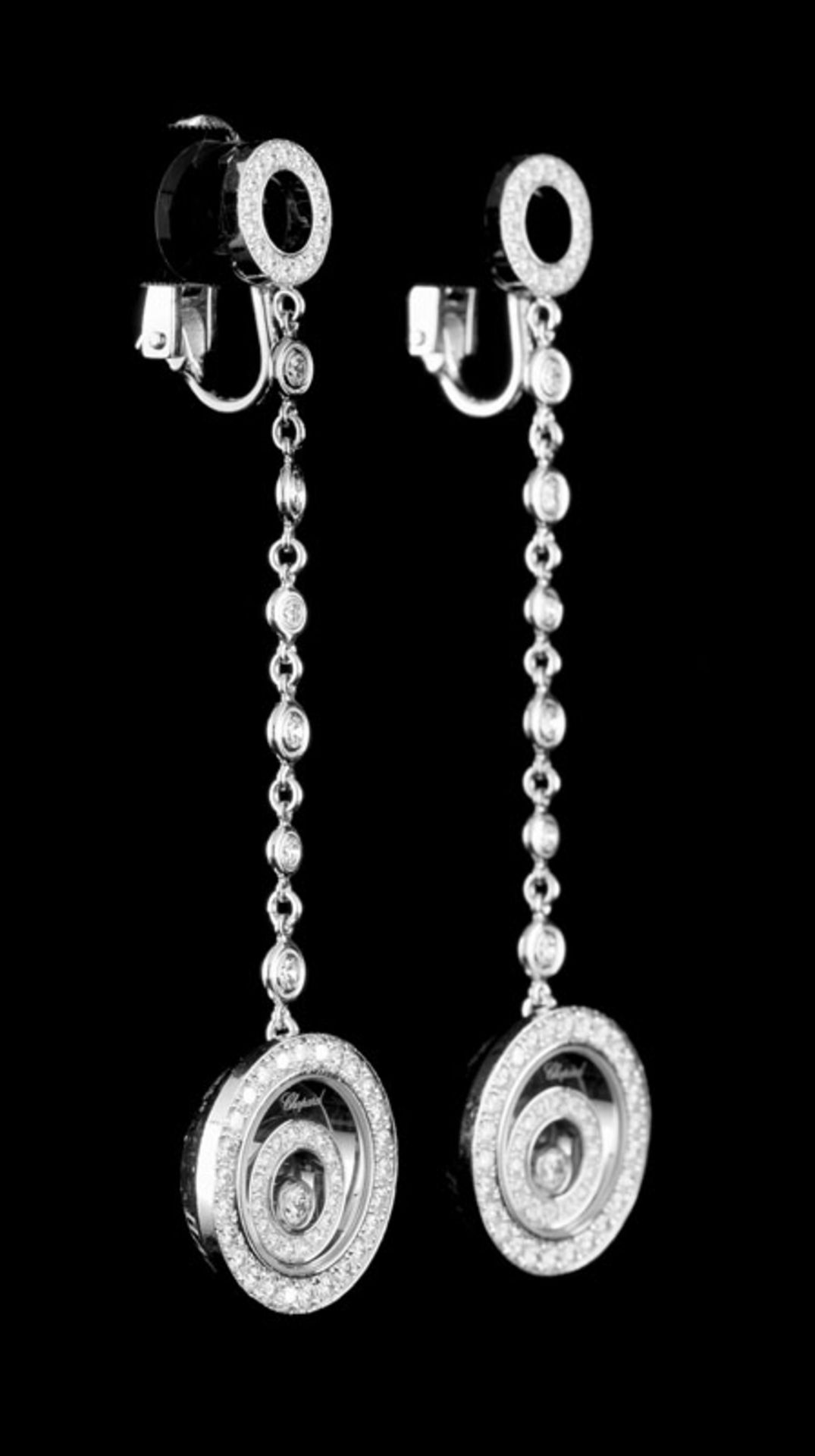 Chopard, Happy Spirit, paire de pendants d'oreilles or 750 à motif d'anneaux sertis de diamants tail - Image 2 of 5