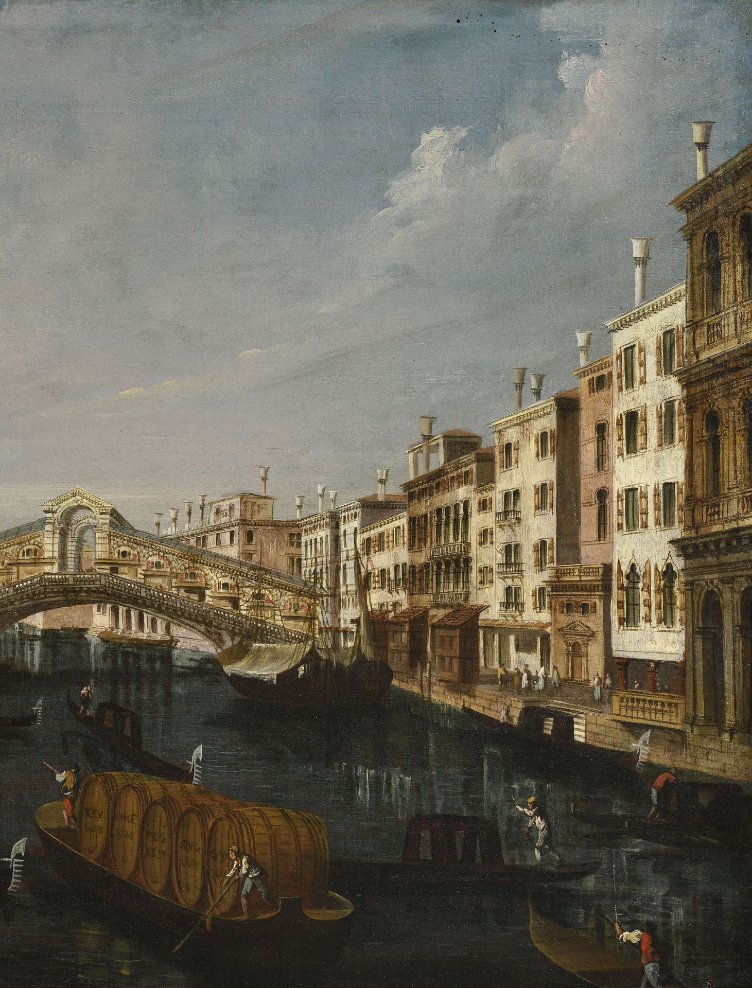 Francesco Albotto (1721/22-1757), Vue du Grand Canal vers Rialto, huile sur toile, 46x60 cm - Image 3 of 7