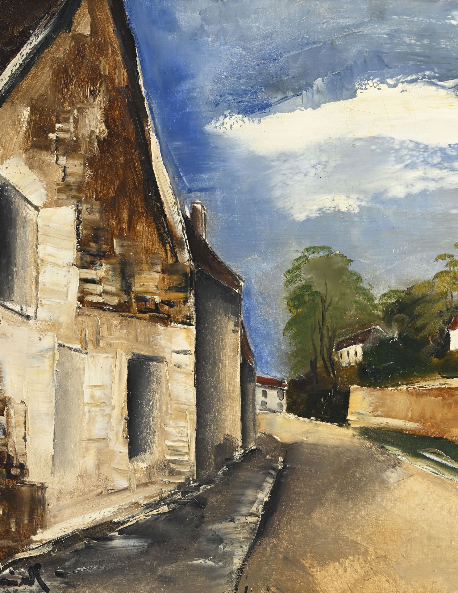 Maurice de Vlaminck (1876-1958), Sur la route , c. 1920, huile sur toile, signée, 60,5x81,6 cm - Image 3 of 6