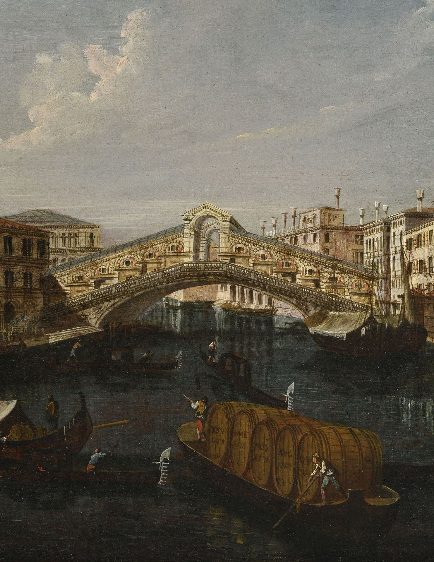 Francesco Albotto (1721/22-1757), Vue du Grand Canal vers Rialto, huile sur toile, 46x60 cm - Image 4 of 7