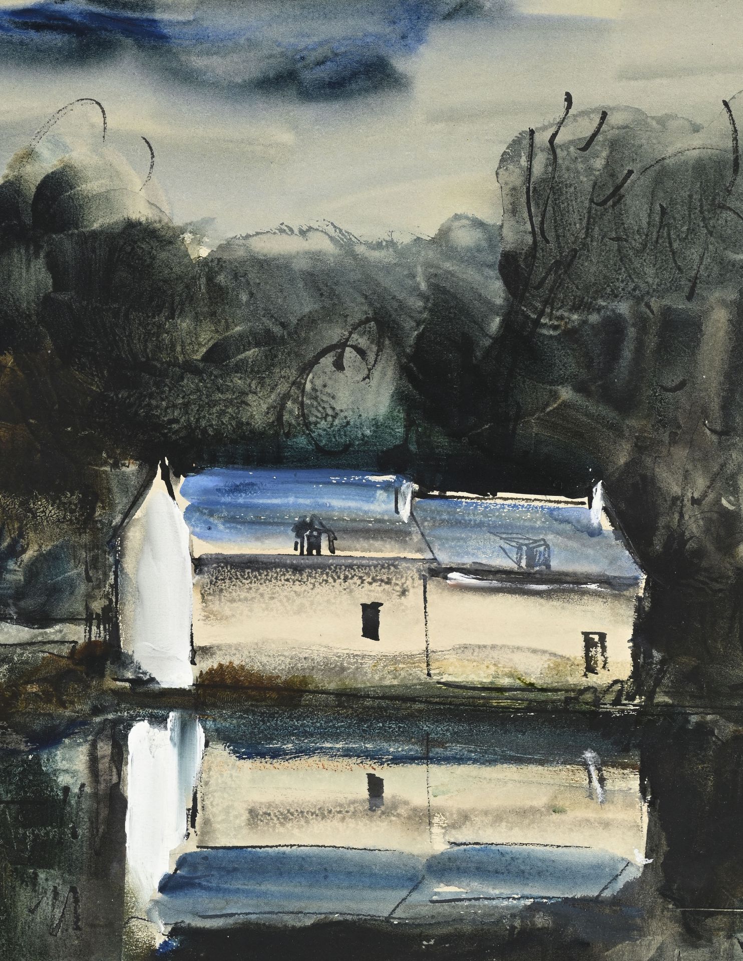 Maurice de Vlaminck (1876-1958), Maisons au bord de l'eau , c. 1930, aquarelle, encre et gouache su - Image 4 of 6