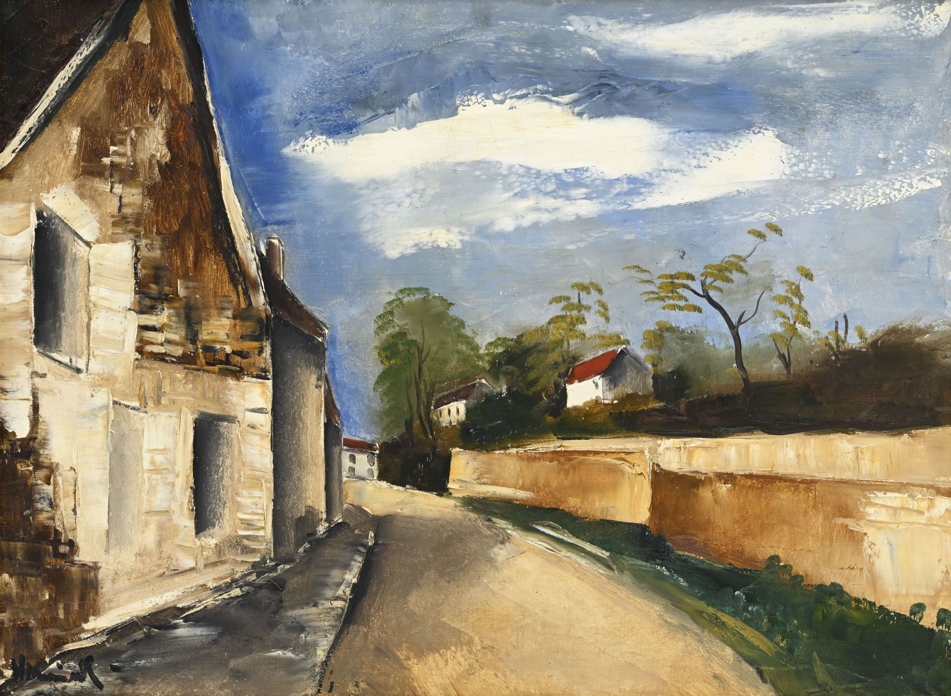 Maurice de Vlaminck (1876-1958), Sur la route , c. 1920, huile sur toile, signée, 60,5x81,6 cm