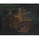 Francisco Bores (1898-1972), Le joueur de cartes, 1929 ('), huile sur toile, signée et datée, 58,5x7