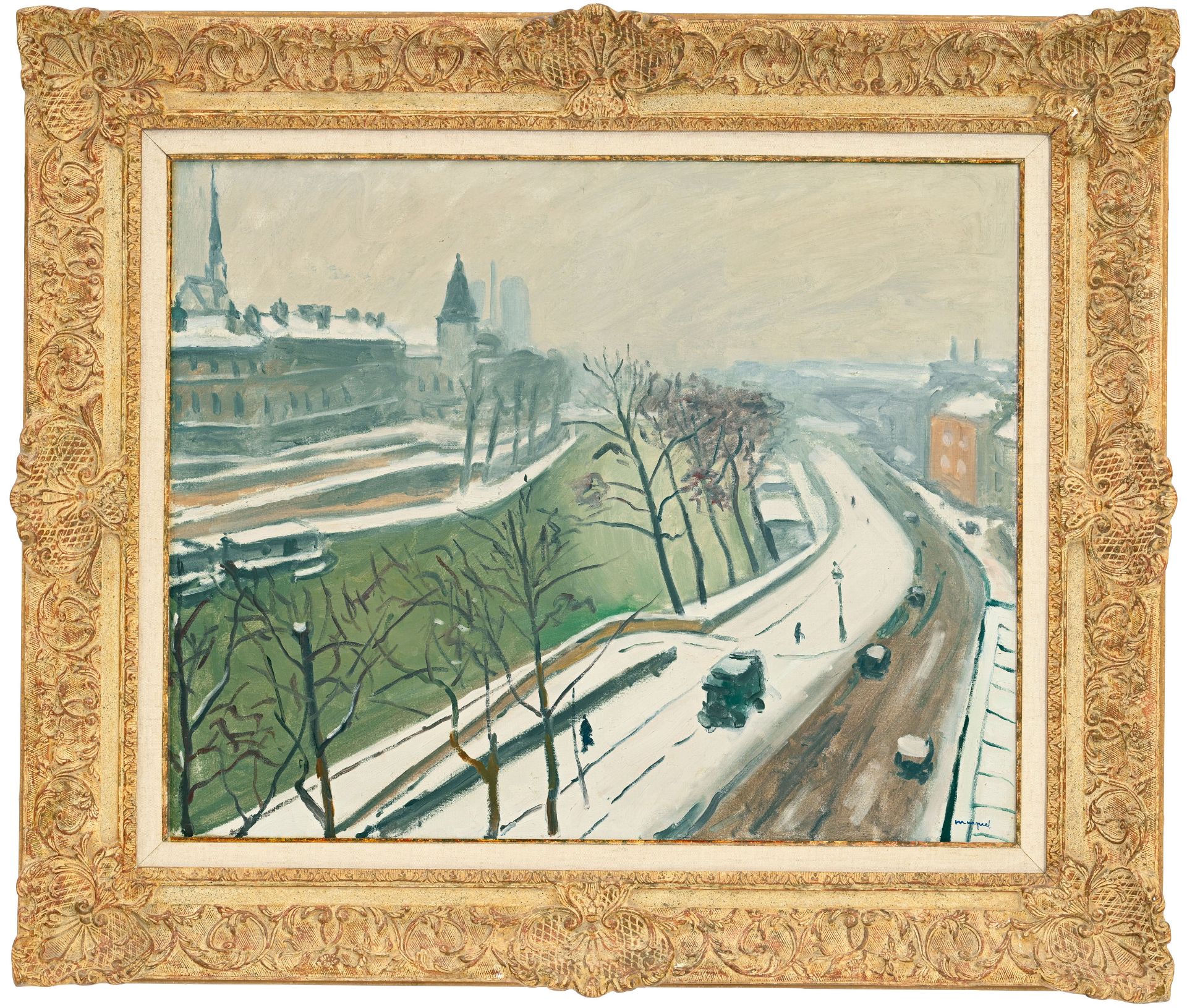 Albert Marquet (1875-1947), Quai des Grands-Augustins, neige , c. 1938, huile sur toile, signée, 65 - Image 2 of 6