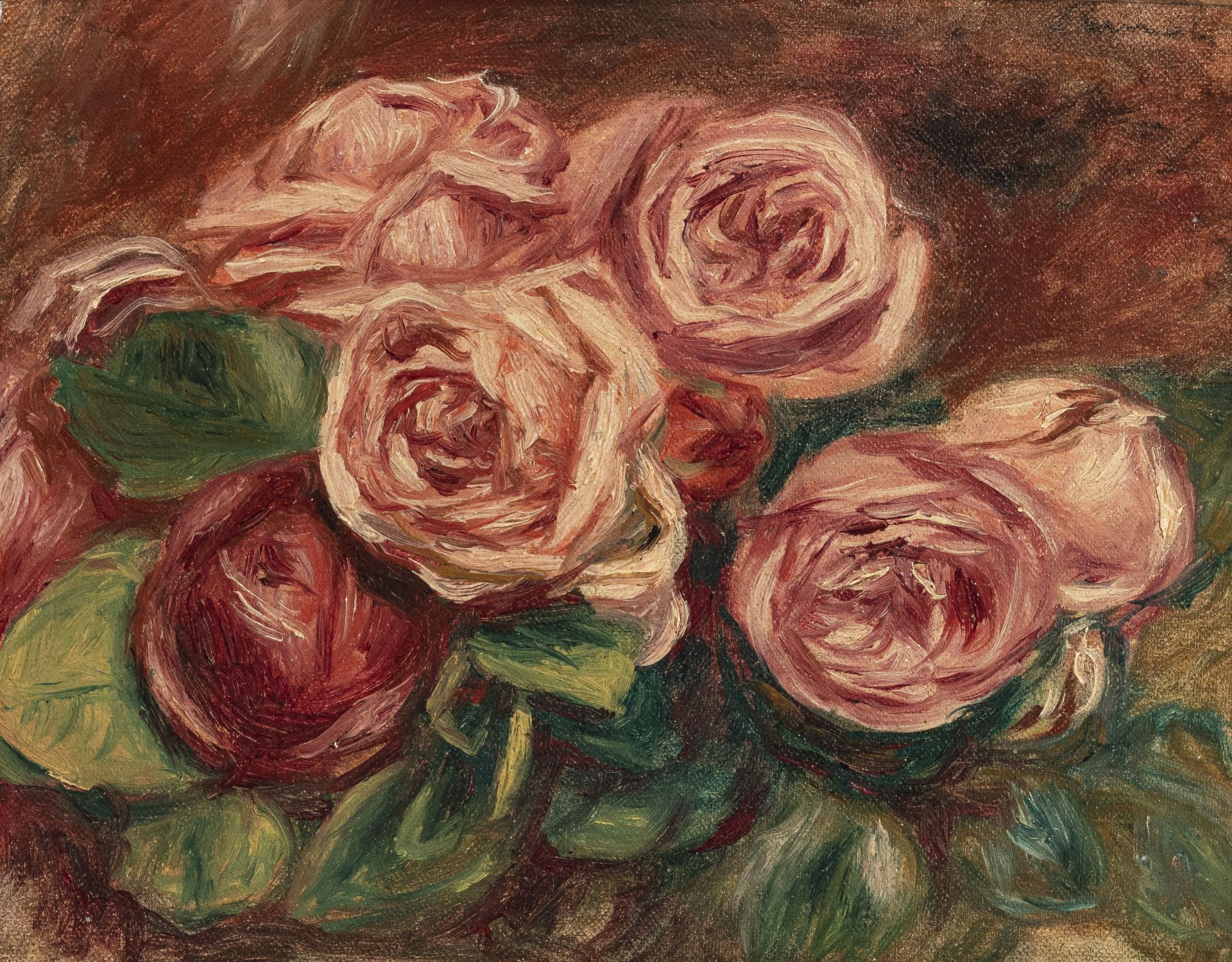Pierre-Auguste Renoir (1841-1919), Roses-Fragment , c. 1917, huile sur toile, 19,3x24 cm
