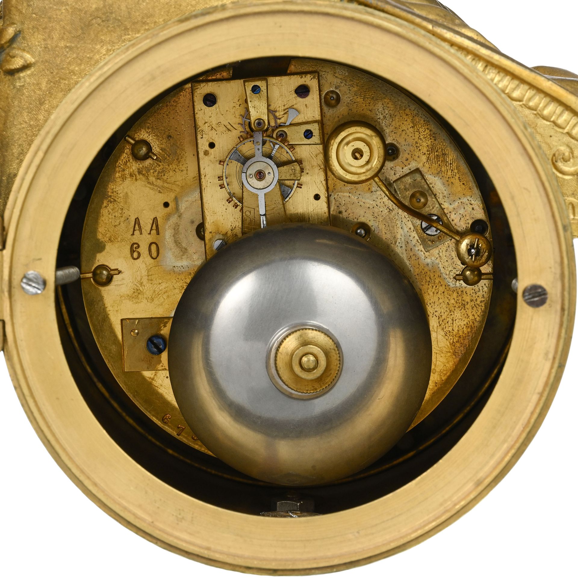 Pendule au char d'époque Restauration, en bronze doré, figurant un Amour tiré par des chevaux, 34x43 - Image 10 of 10