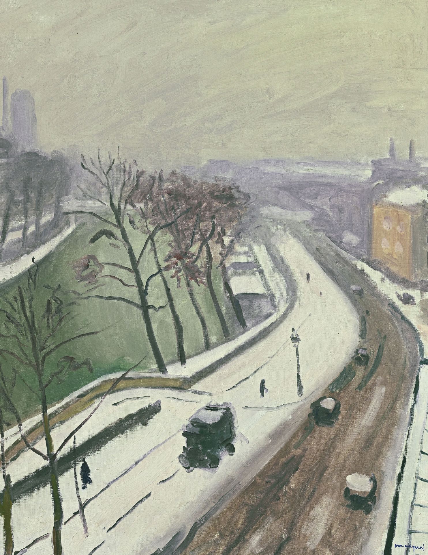Albert Marquet (1875-1947), Quai des Grands-Augustins, neige , c. 1938, huile sur toile, signée, 65 - Image 3 of 6
