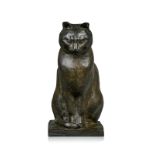 Louis J. Gallet (1873-1955), Chat assis, 1906, sculpture en bronze, signée, datée et numérotée, 44,5