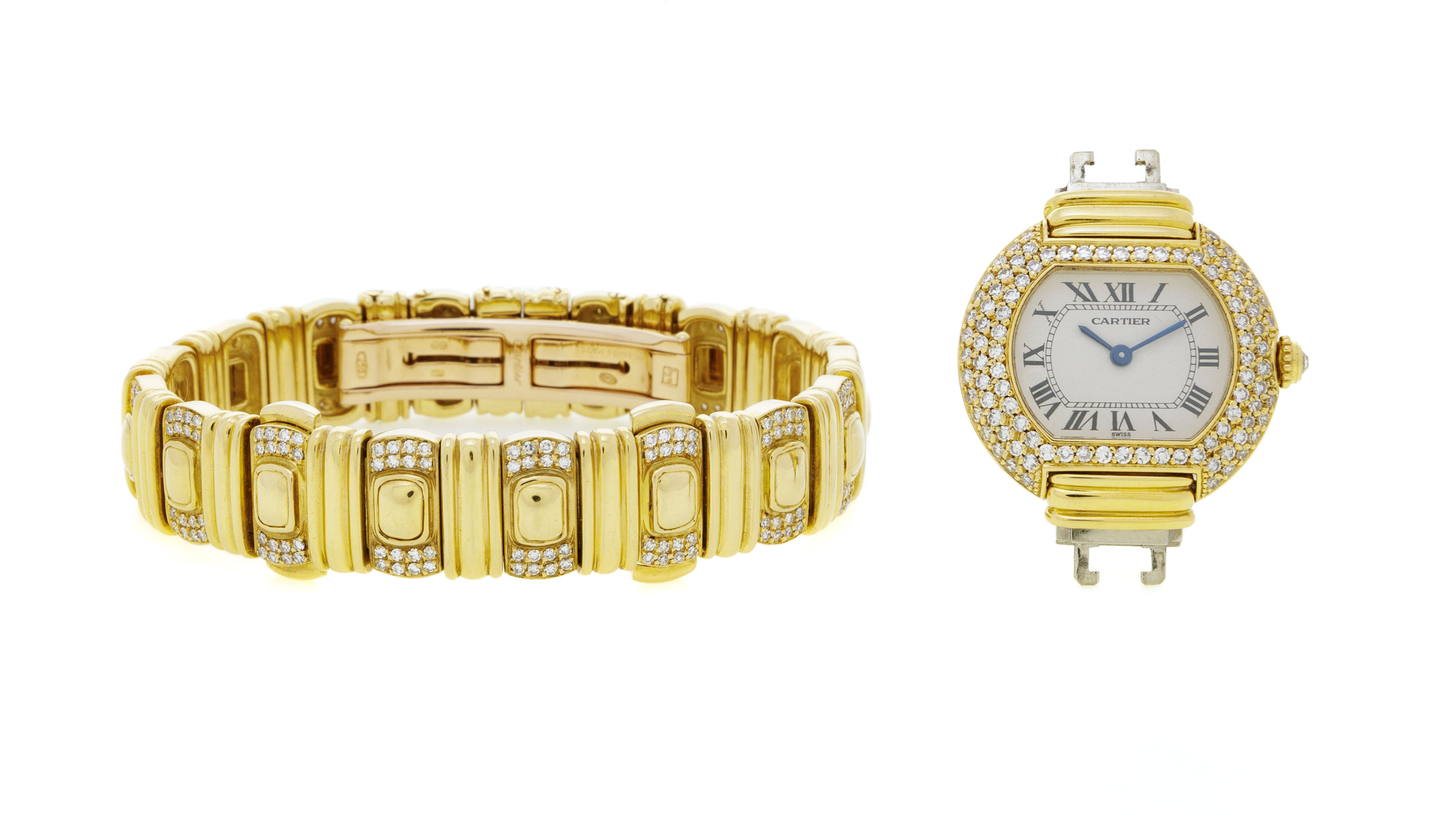 Cartier, Ellipse, montre-bracelet en or 750 sertie de diamants, transformable en bracelet - Image 4 of 6