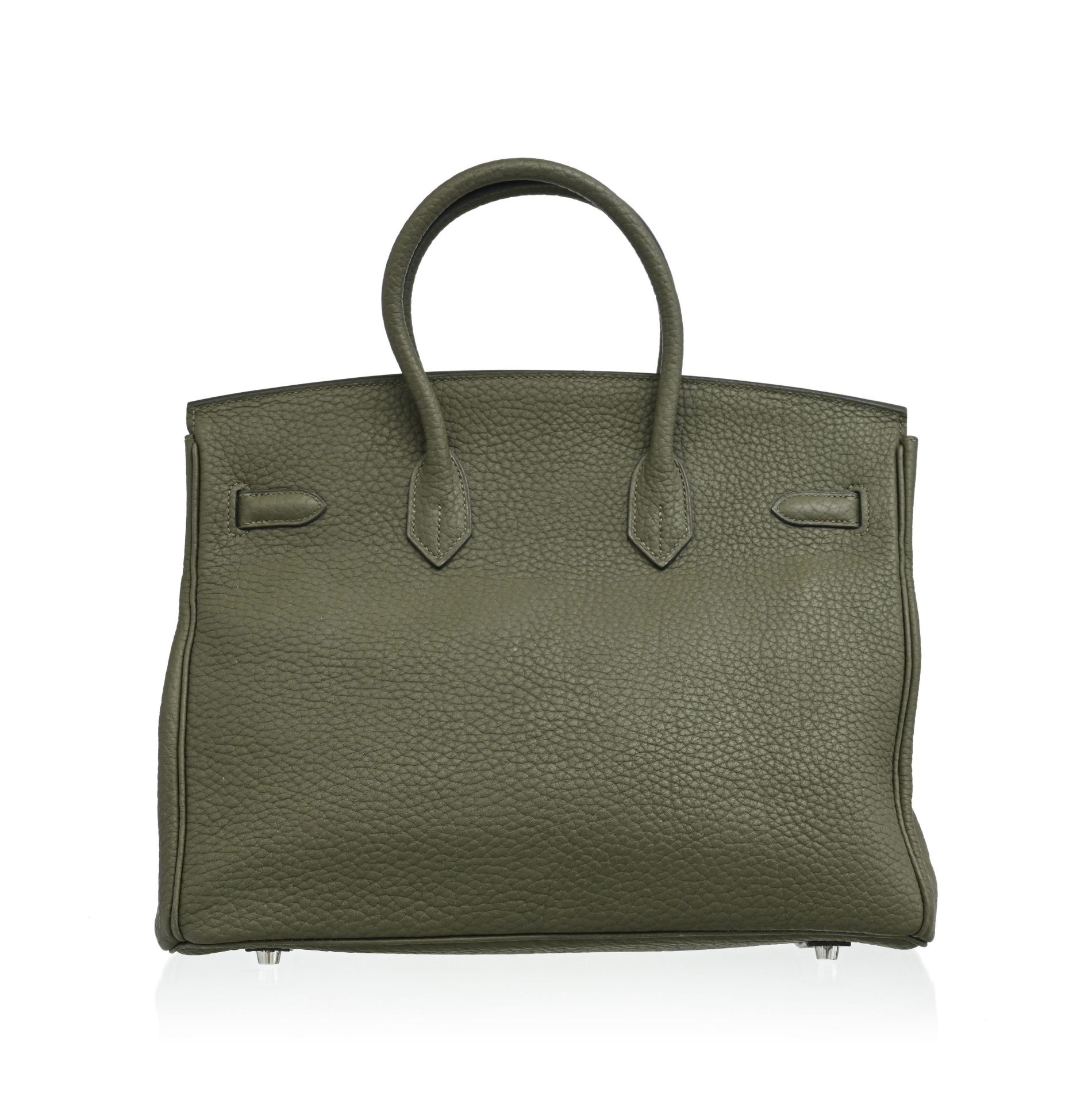 Hermès, sac Birkin 35 en cuir Fjord vert militaire, tirette et clochette avec 2 clefs et cadenas, 25 - Image 2 of 3