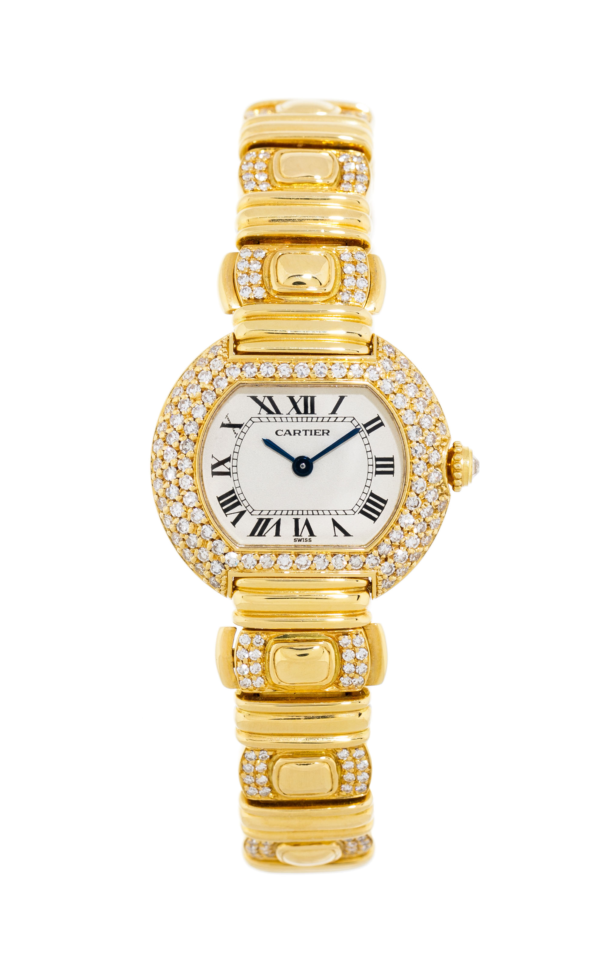 Cartier, Ellipse, montre-bracelet en or 750 sertie de diamants, transformable en bracelet