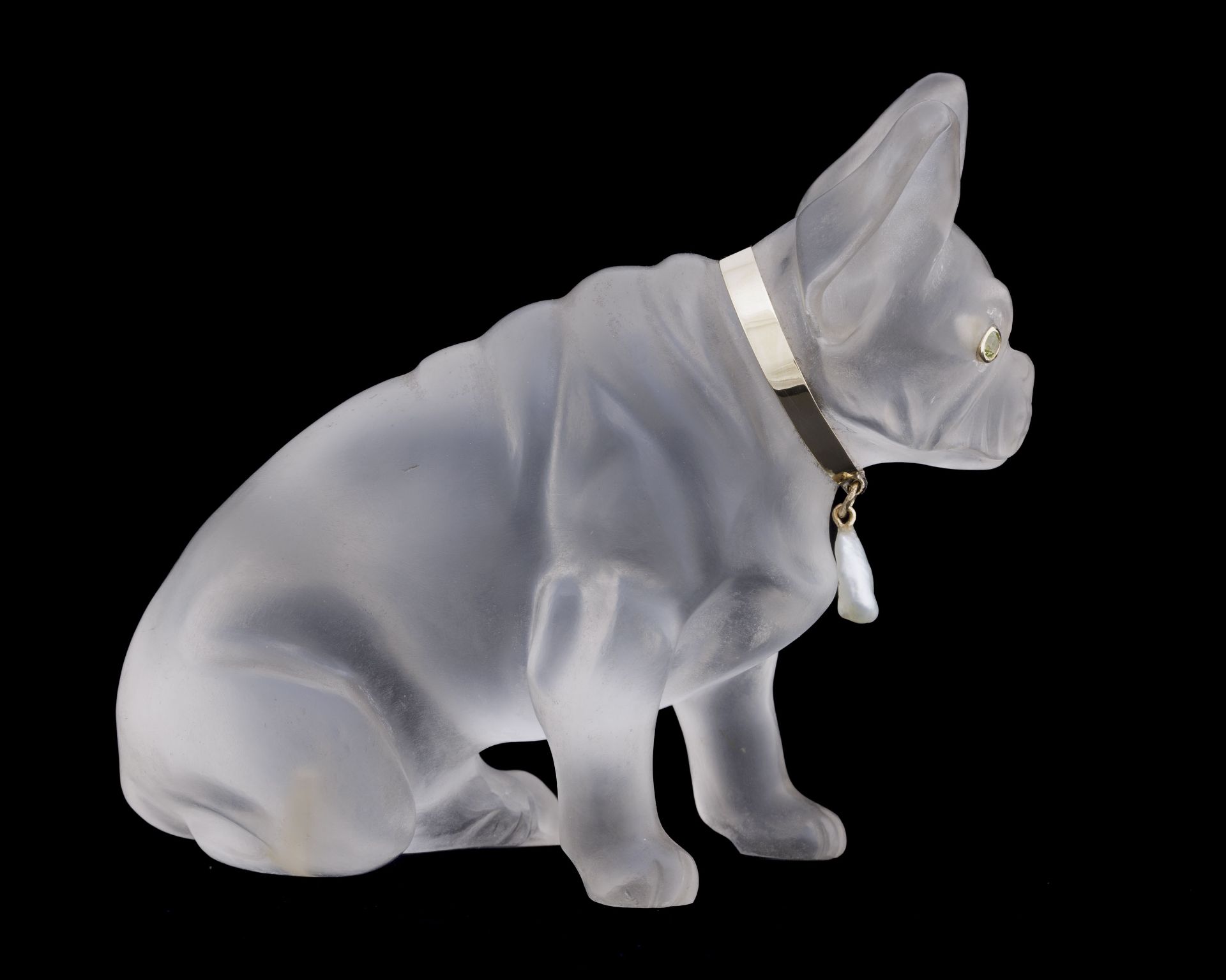 Cartier, attribué à, sculpture de Bouledogue français début XXe s. en cristal de roche avec collier - Image 5 of 6