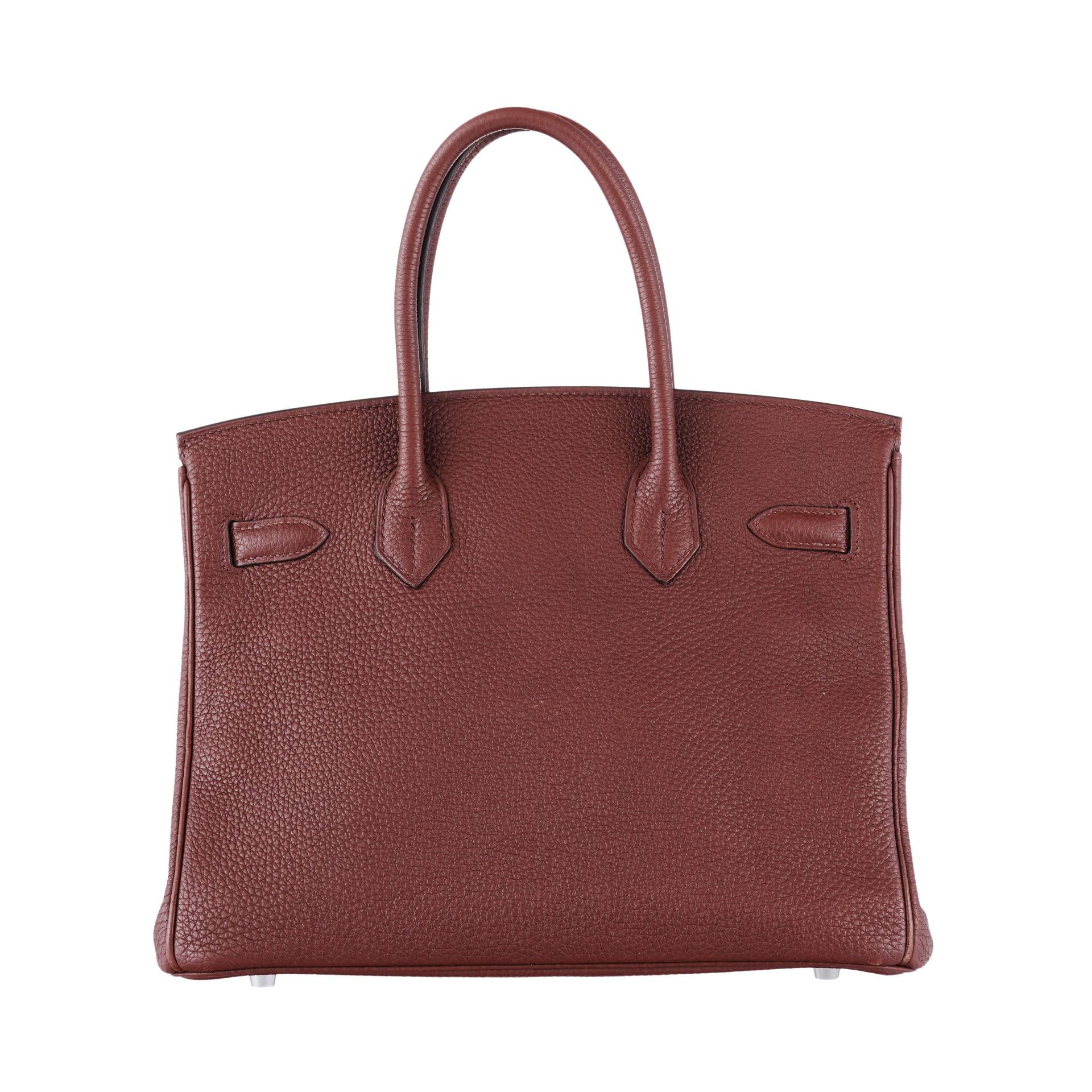 Hermès, sac Birkin 30 en cuir Togo Sienne, année 2009, bouclerie palladium, tirette et clochette ave - Bild 2 aus 3