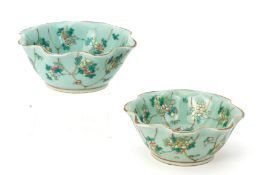 A PAIR OF CELADON GROUND SCALLOPED EDGED BOWLS