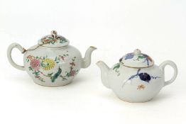 TWO GLOBULAR SHAPED PORCELAIN TEAPOTS