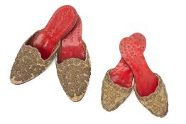 TWO PAIRS OF METAL THREAD EMBROIDERED SLIPPERS 'KASOT SULAM'