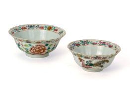 TWO SIMILAR WHITE GROUND 'PHOENIX' BOWLS