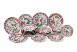 A GROUP OF FAMILLE ROSE 'PHOENIX AND PEONY' PLATES