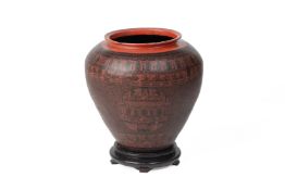 A LARGE SOUTHEAST ASIAN LACQUER JAR