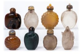 A GROUP OF EIGHT HARDSTONE SNUFF BOTTLES