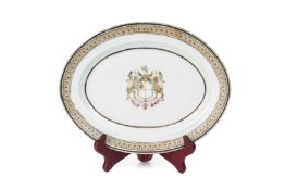 A CHINESE EXPORT DIANA CARGO ARMORIAL OVAL PLATE