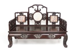 A LARGE MARBLE INSET BLACKWOOD DAYBED