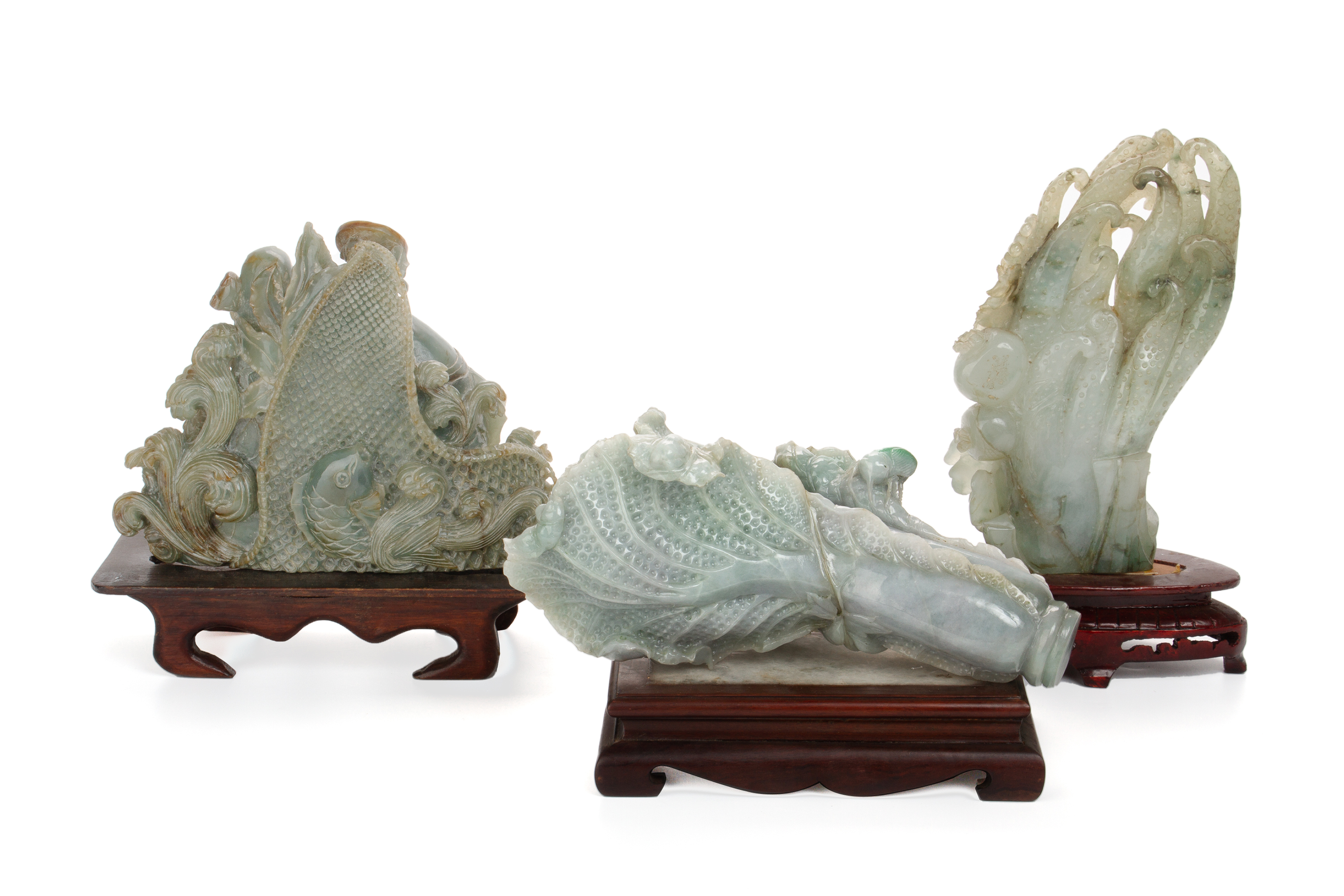 A GROUP OF THREE LARGE JADE CARVINGS - Image 2 of 4