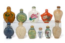 A GROUP OF ELEVEN VARIOUS CERAMIC SNUFF BOTTLES