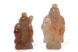 TWO FIGURAL CARVED HARDSTONE SNUFF BOTTLES