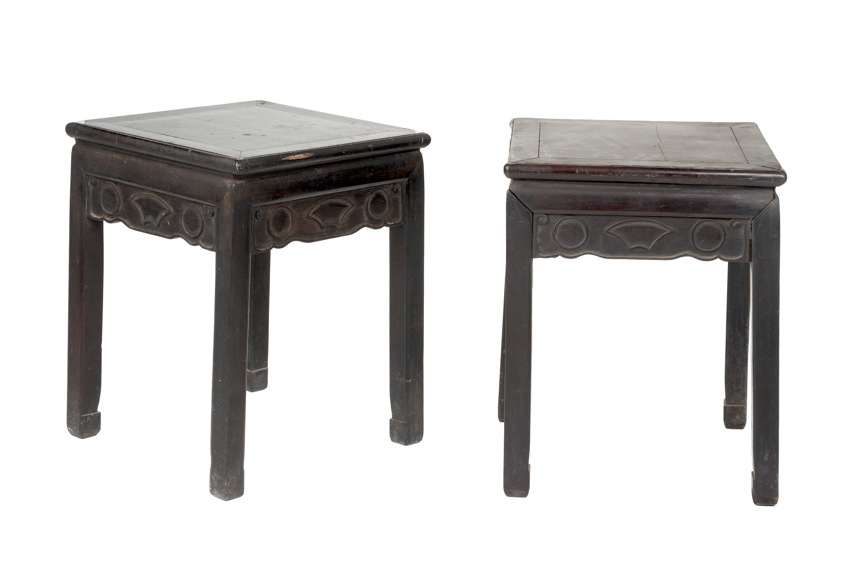 A PAIR OF SQUARE BLACKWOOD SIDE TABLES - Image 3 of 3