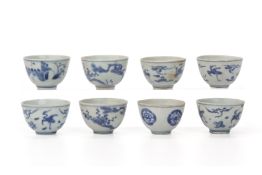 A GROUP OF BLUE AND WHITE 'HATCHER CARGO' WINE CUPS