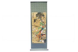 A CHINESE '100 BIRDS' SCROLL PAINTING