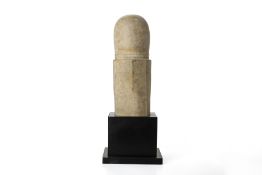 A CAMBODIAN CARVED SANDSTONE SHIVA LINGA