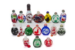 A GROUP OF SIXTEEN OVERLAID GLASS SNUFF BOTTLES