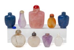 A GROUP OF NINE HARDSTONE SNUFF BOTTLES