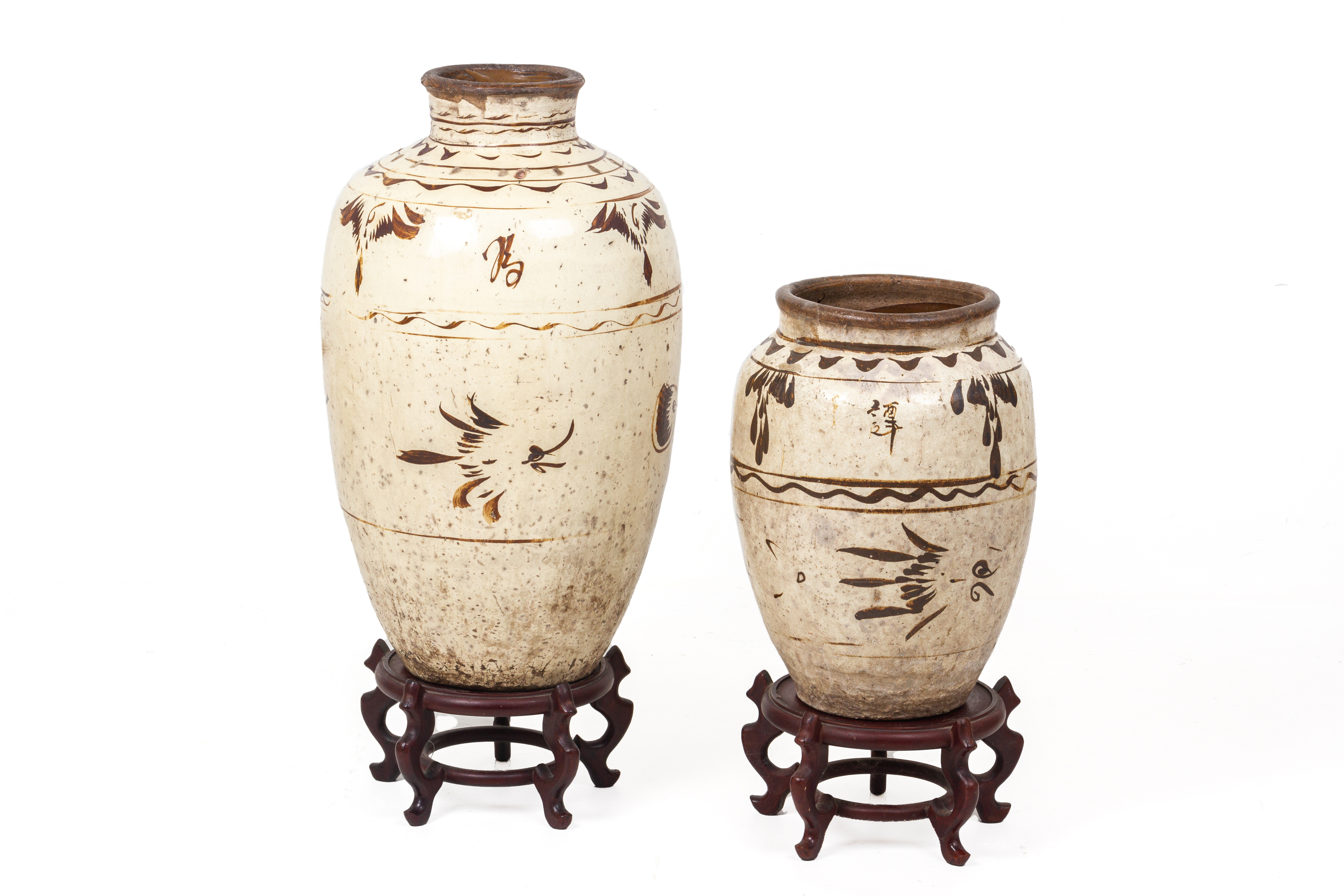 TWO LARGE CIZHOU STORAGE JARS