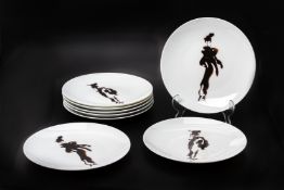 A SET OF EIGHT RAYNAUD LIMOGES PORCELAIN DESSERT PLATES